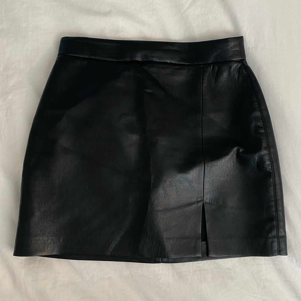 Aritzia Black Faux Leather Mini Skirt